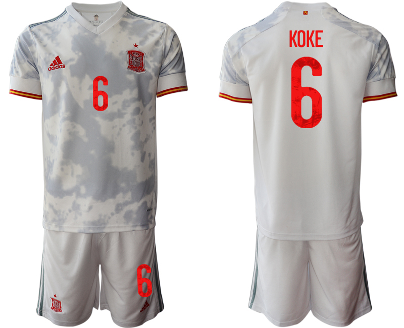 Men 2021 European Cup Spain away white #6 Soccer Jersey